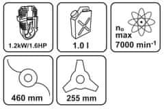 shumee Bencinska kosa na krtačo 1,2 kW, širina košnje 255/460 mm