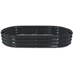 GARDEN LINE Kovinska pocinkana vrtna greda, VEGETABELES, zeliščni vrt, cvetlična greda, ovalna, ANTRACIT 180x90x30 cm 