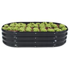 GARDEN LINE Kovinska GALVANIZIRANA greda, ZELENJAVNI VRT, zeliščni vrt, cvetlična greda, ovalna, ANTRACIT 120x60x30 cm 