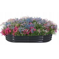 GARDEN LINE Kovinska GALVANIZIRANA greda, ZELENJAVNI VRT, zeliščni vrt, cvetlična greda, ovalna, ANTRACIT 120x60x30 cm 