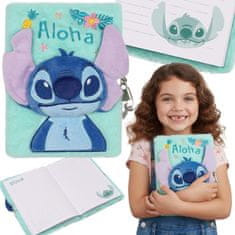 Disney DISNEY Stitch PLUŠNI dekliški zvezek, dnevnik S KLJUČEM, šolski zvezek v liniji A5