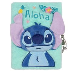 Disney DISNEY Stitch PLUŠNI dekliški zvezek, dnevnik S KLJUČEM, šolski zvezek v liniji A5