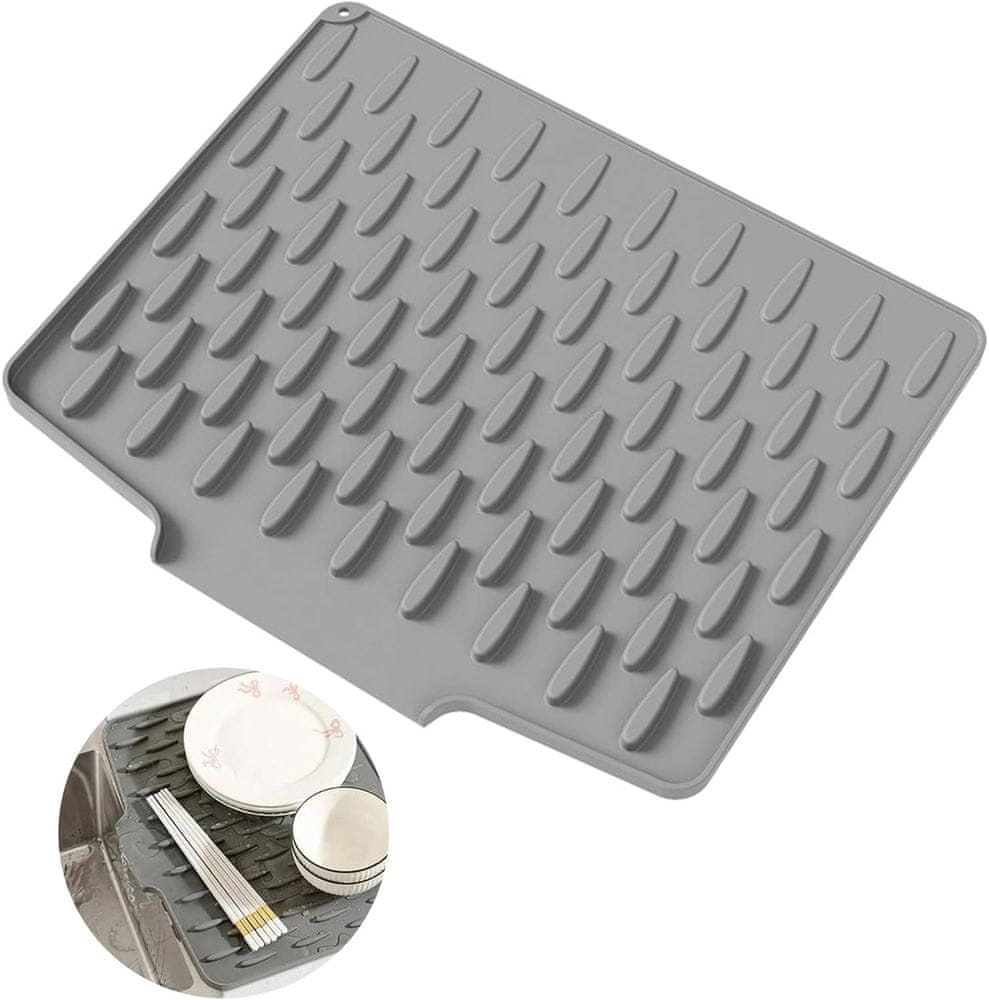 Netscroll Odcejevalnik posode, silikonska podloga za odcejanje posode, hitro sušenje, odpornost na toploto, nedrseč, za kuhinjo in kopalnico, DripDrain