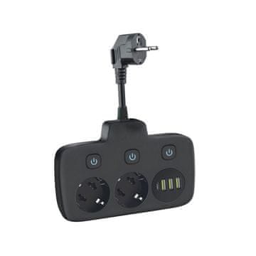 shumee Podaljšek 2 vtičnici + 3xUSB + 1xUSB-C 20cm kabel 3x1,5 črne barve