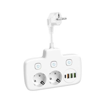 shumee Podaljšek 2 vtičnici + 3xUSB + 1xUSB-C 20cm kabel 3x1,5 bel