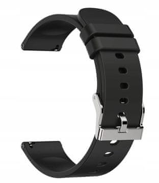 shumee Črn silikonski pašček za uro s srebrno zaponko