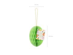 PartyDeco Papirna dekoracija iz satja, jajčka, svetlo zelena, 12 cm