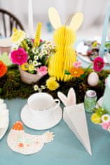 PartyDeco Papirnata dekoracija Zajček s satjem, rumena, 30 cm