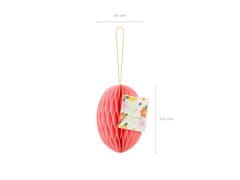 PartyDeco Papirna dekoracija iz satja, jajčka, roza, 12 cm