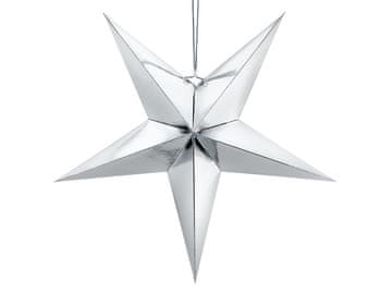 PartyDeco Papirnata zvezda, 70 cm, srebrna