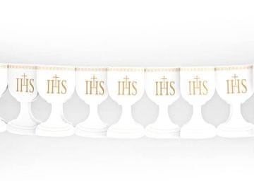 shumee Papirnata girlanda Kelih, bela, 3 m
