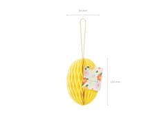 PartyDeco Papirna dekoracija iz satja, jajčka, rumena, 12 cm