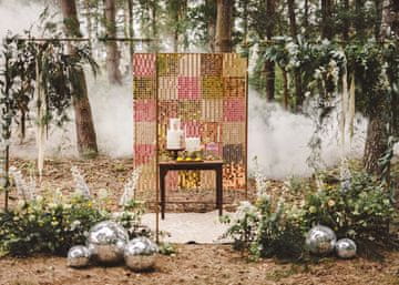 shumee Bleščičasta plošča, kvadratki, rožnato zlato, 30x30 cm