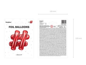 PartyDeco Folija balon z napisom '' '', 35 cm, rdeč (1 karton / 50 kosov)