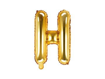 PartyDeco Folija balon Črka ''H'', 35 cm, zlat (1 karton / 50 kosov)