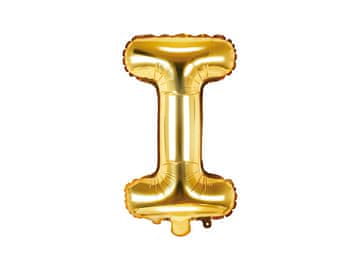 PartyDeco Folija balon Črka ''I'', 35 cm, zlat (1 karton / 50 kosov)