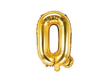 PartyDeco Folija balon Črka ''Q'', 35 cm, zlat (1 karton / 50 kosov)