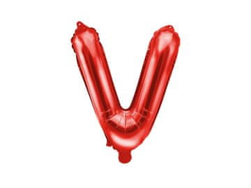 PartyDeco Folija balon Črka ''V'', 35 cm, rdeč (1 karton / 50 kosov)