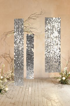 shumee Bleščičasta plošča, kvadratki, srebrna, 30x30 cm