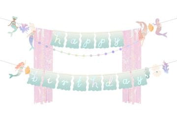 PartyDeco Transparent "Vse najboljše za rojstni dan morska deklica", 130x100cm, mešano