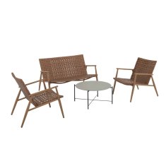 Denis Vrtna sedežna garnitura - 3-delna, aluminij, širok PE ratan