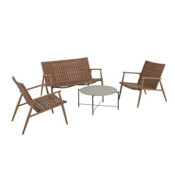 Denis Vrtna sedežna garnitura - 3-delna, aluminij, širok PE ratan