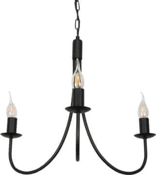 shumee Tradicionalna črna stropna viseča svetilka LUMEN NEGRO 14-882 s svečnikom