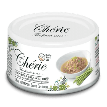 shumee CHERIE - Tuna in zeleni fižol - 80 g - Priboljšek za mačke za kožo in dlako