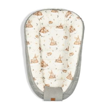 shumee Bombažni otroški kokon - zajčki, sivi