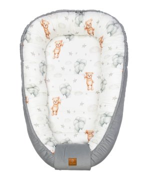 shumee Bambusov otroški kokon - medvedki z baloni, siv