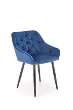 shumee K487 Temno moder udoben jedilni stol, velur, prava fotografija