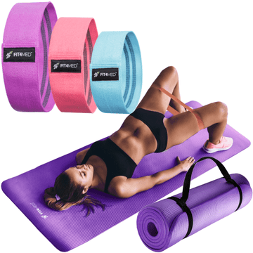 shumee Elastični trakovi za fitnes vaje + podloga