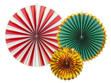 PartyDeco Dekorativne rozete, mešane, 26-43 cm (1 paket / 3 kosi)