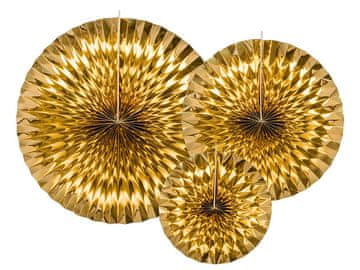 PartyDeco Dekorativne rozete, zlate (1 paket / 3 kosi)