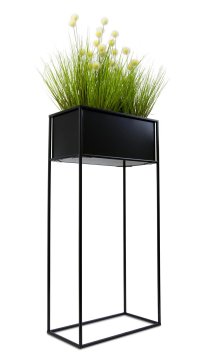 shumee Stoječe stojalo za rože, škatla, črna, 90 cm