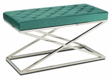 shumee Srebrno zelena prešita klop Saliba