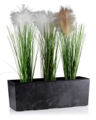 shumee Šopek cvetlični lonec črn beton 56xh19 cm
