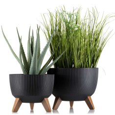 shumee Cvetlični lonec Rosa linea ECO črn 24xh15 cm