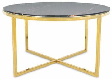 shumee Črna klubska mizica Vertigo Gold 80 cm