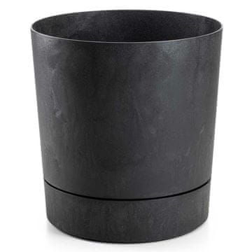 shumee Azalea cvetlični lonec s krožnikom, recikliran črni beton, 35 cm