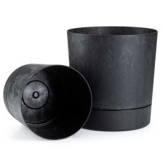 shumee Cvetlični lonec Azalea s krožnikom, recikliran črni beton, 22 cm