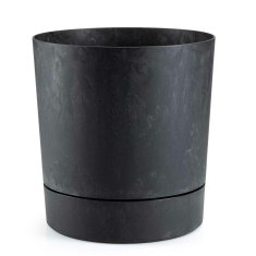 shumee Cvetlični lonec Azalea s krožnikom, recikliran črni beton, 22 cm