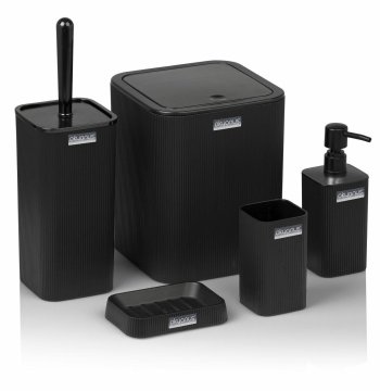 shumee 5-delni črni kopalniški set Kely Square