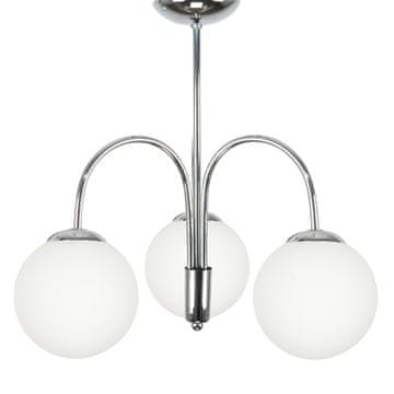 shumee STROPNA SVETILKA VISEČI LESTENEC KROMIRANA STEKLENA SVETILKA KROGLA BELA DEDE 13-742