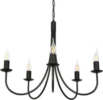 shumee Tradicionalna črna stropna viseča svetilka v obliki svečnika LUMEN NEGRO 14-880