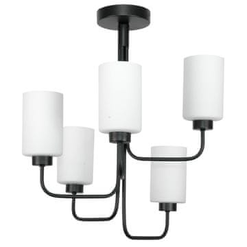 shumee KLASIČNA ČRNA STROPNA SVETILKA Z BELIMI STEKLENIMI SENČNIKI 15-420 JASTAR