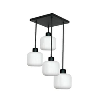 shumee KLASIČNA ČRNA STROPNA SVETILKA Z BELIMI STEKLENIMI SENČNIKI 15-453 SONIA