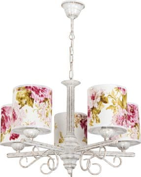 shumee Stropna svetilka v beli starinsko zlati barvi s senčnikom MORGAN 9-880