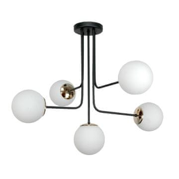 shumee KLASIČNA ČRNA STROPNA SVETILKA, BELI STEKLENI KROGLASTI SENČNIKI 15-431 KARINA