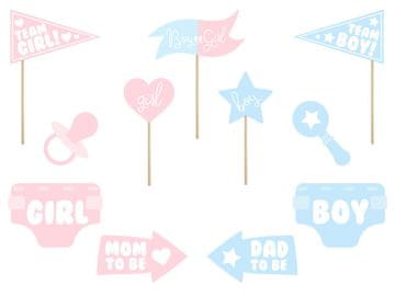 shumee Rekviziti za fotografiranje z razkritjem spola, mešani (1 škatla / 50 paketov) (1 paket / 11 kosov)